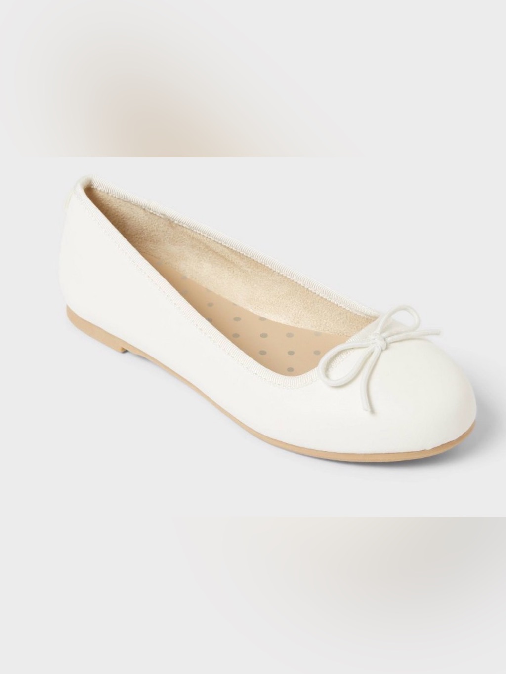 Cat & Jack Girls White Ballet Flats Bow Slip-On Shoes Size 2 New